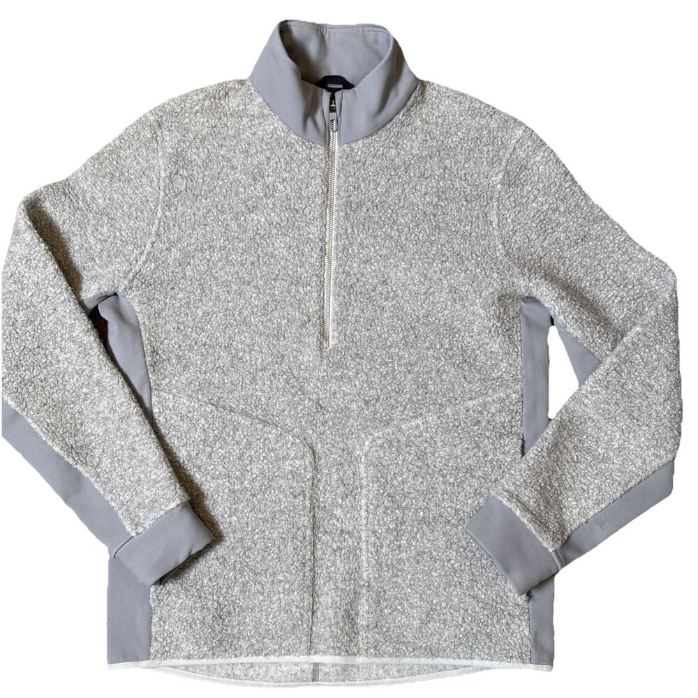 Lululemon Mens Tundra‎ Trek Half Zip Wool Blend Sherpa Fleece Gray Sz M Outdoor